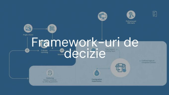 A conceptual illustration of decision-making frameworks, showing a flowchart with clear steps, options, and consequences, modern corporate style, blue and gray tones.