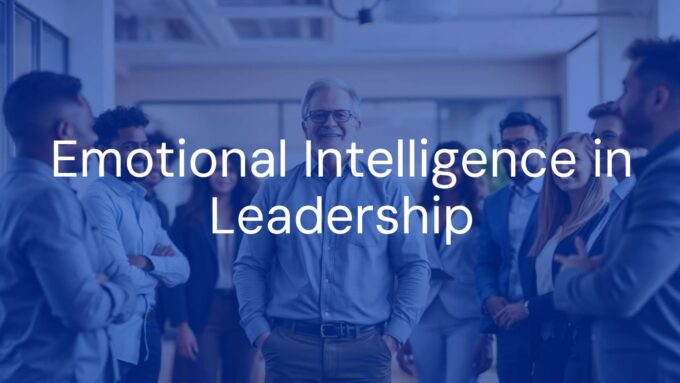 A confident leader inspiring a diverse team, emotional intelligence concept, professional office environment, warm and motivational atmosphere, realistic style.