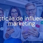 Digital marketing concept with influencers holding smartphones, social media icons, modern office background, vibrant colors, professional.