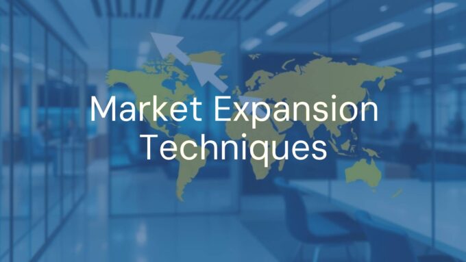 Business growth concept, global market expansion map with arrows, modern office backdrop, blue and gold tones, corporate and dynamic vibe.
