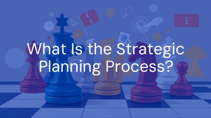 A chessboard with business icons symbolizing strategy, dynamic and modern style.