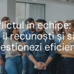 A diverse team in a modern office, discussing a project with mixed emotions, some tension but also collaboration, realistic style.
