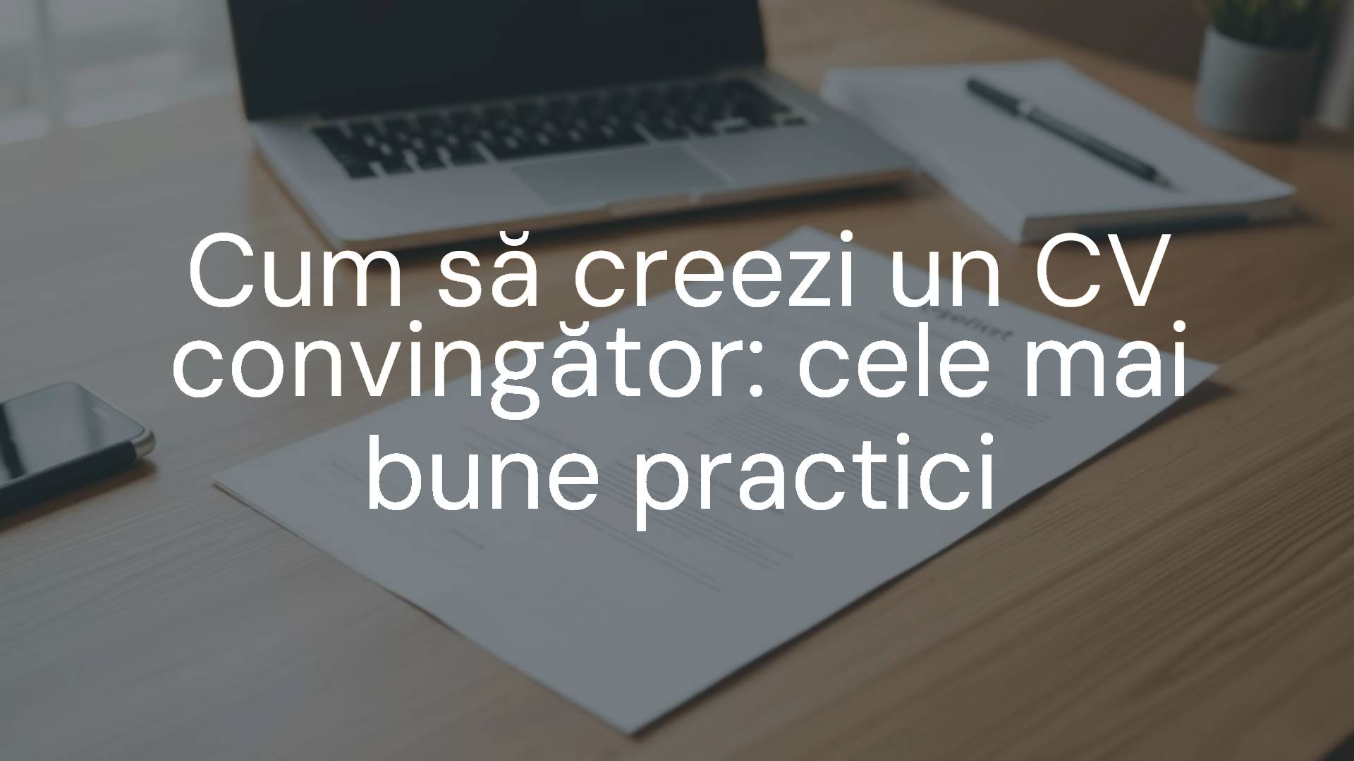 A professional and minimalist resume on a wooden desk, laptop in the background, warm lighting, clean design, realistic.