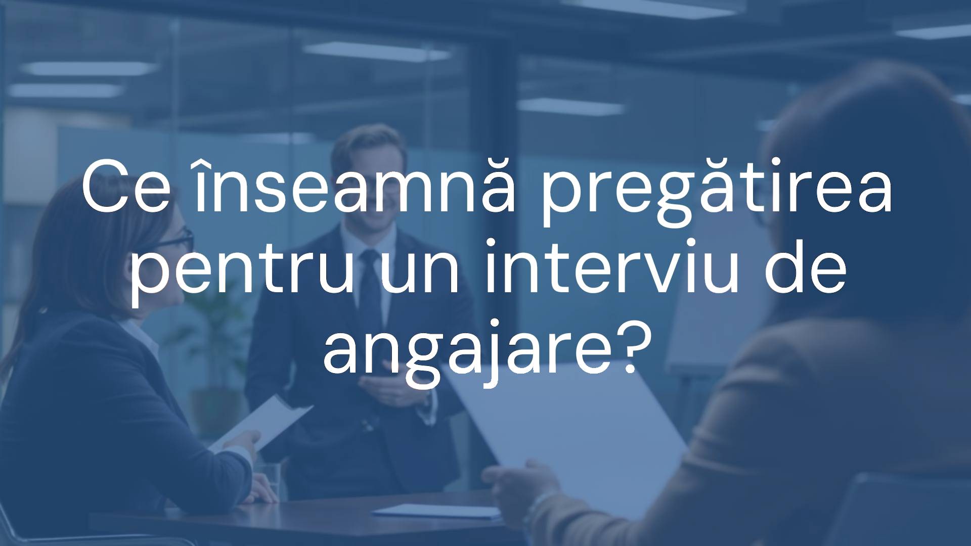 Professional job interview scene, confident candidate sitting across from interviewers, modern office setting, serious yet friendly atmosphere, bright lighting, business attire, realistic style.